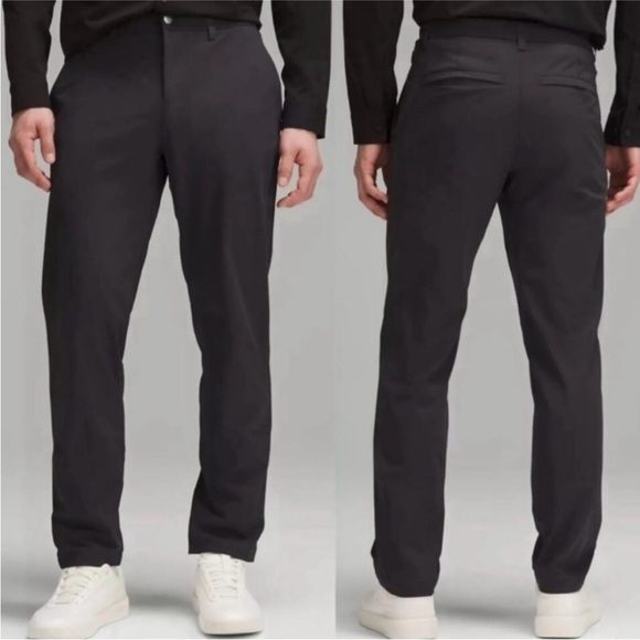 LULULEMON ABC Classic Fit Trouser Mens 35 Smooth Twill Black Neutral Preppy